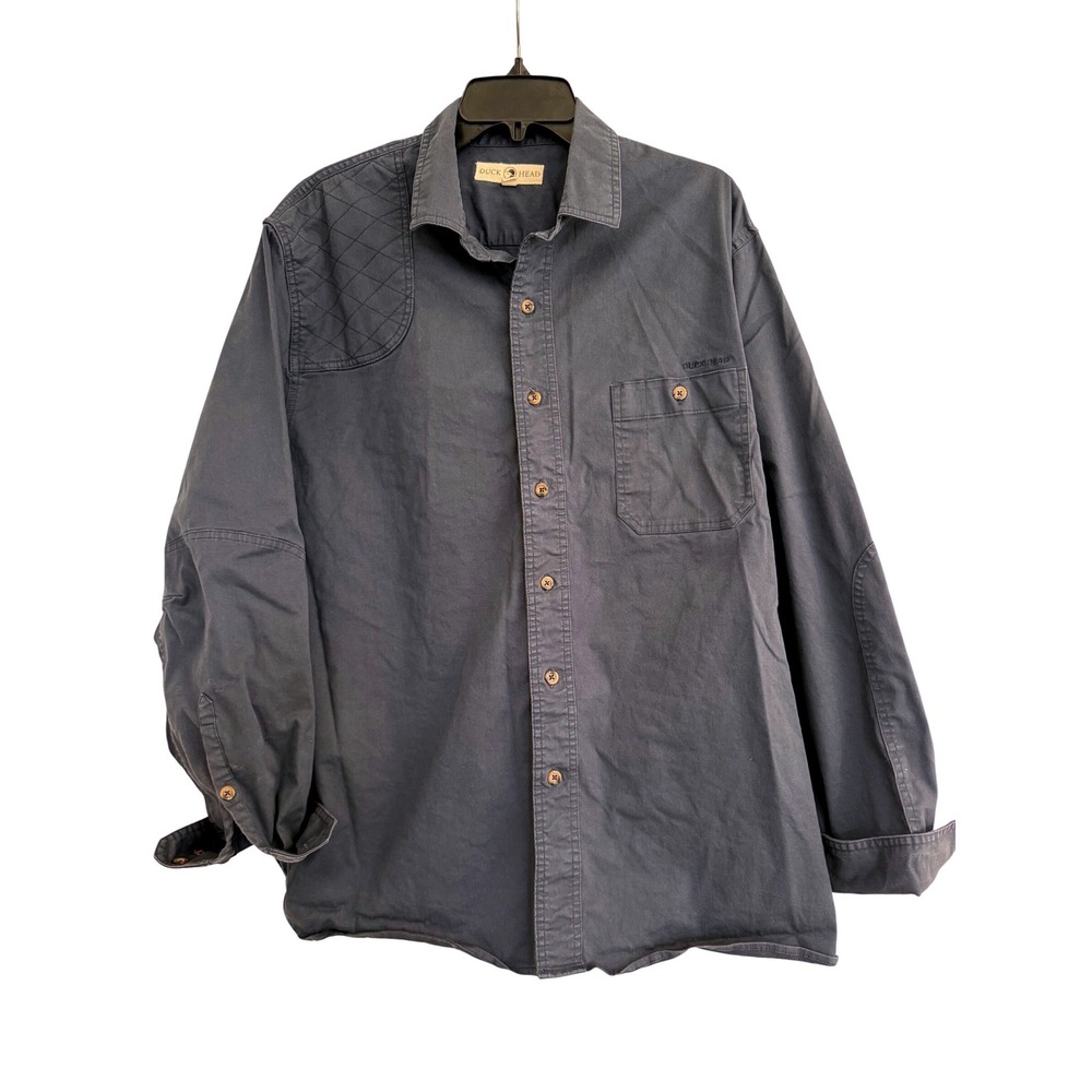 Duck Head Men XL Charcoal Gray Quilted Shoulder Shooting Shirt Long Sleeve Twill